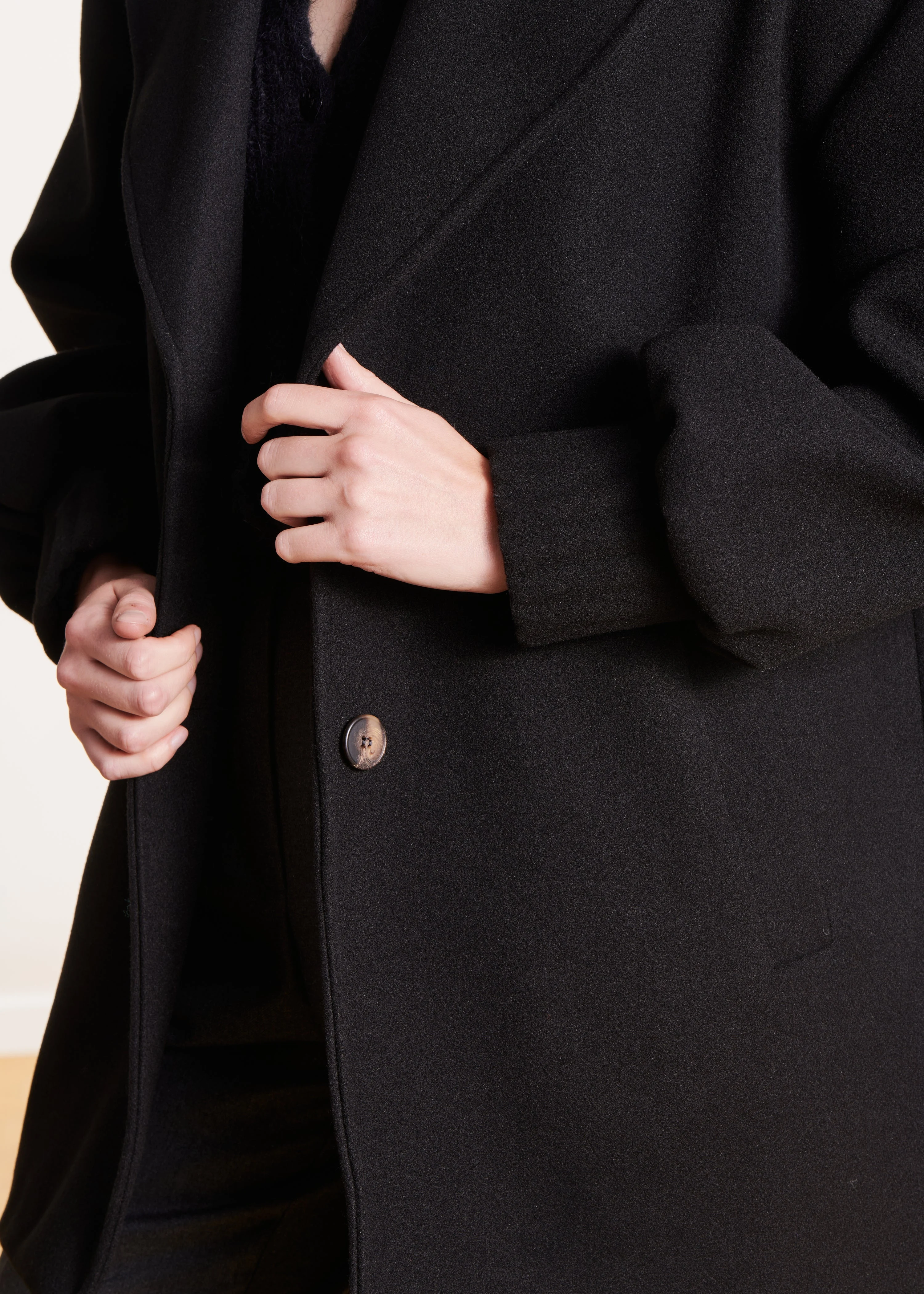 Manteau col tailleur| Noir
