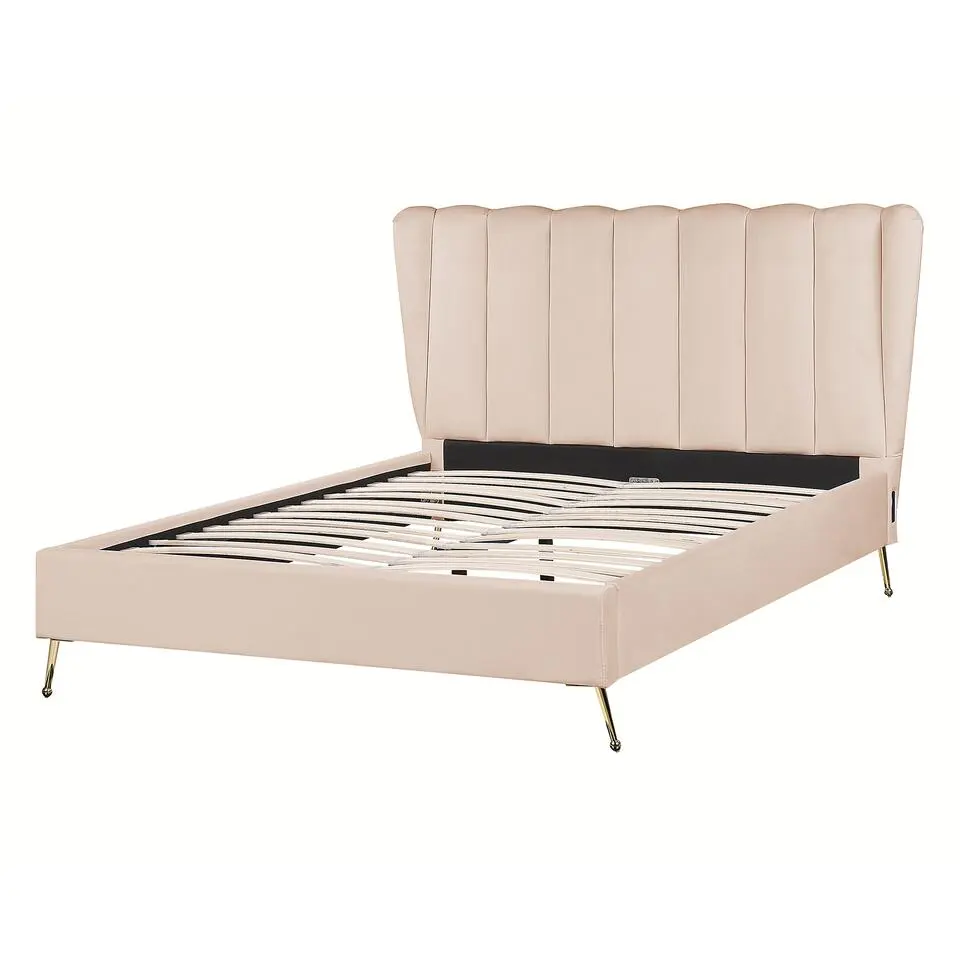 MIRIBEL - Tweepersoonsbed - Beige - 140x200 - Fluweel