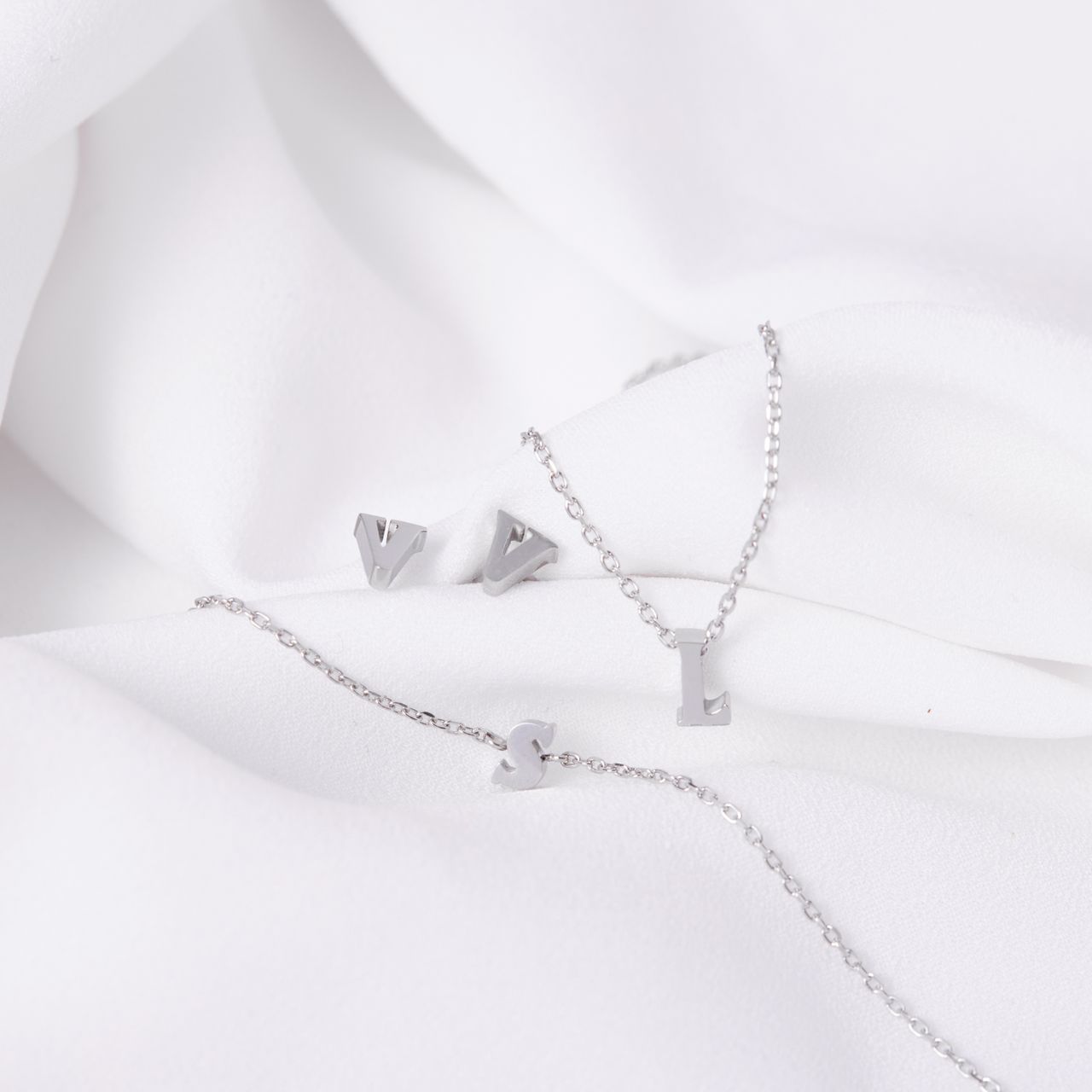 Stalen ketting met hanger letter