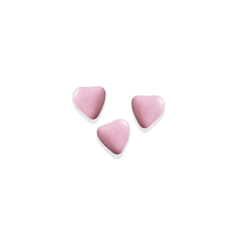 Les dragées petits coeurs roses au chocolat au lait