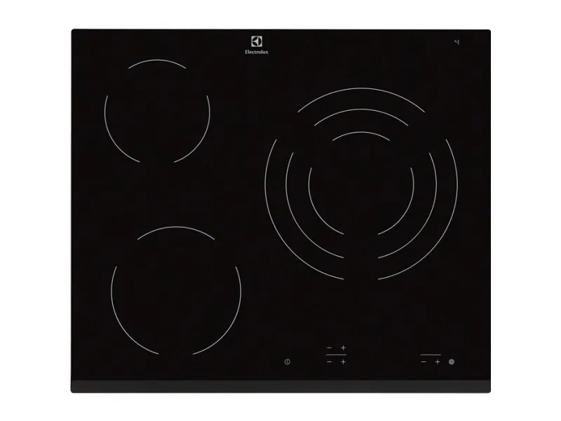 Electrolux EHF6232FOK - Keramisk kogeplade - 3 plader - Niche - bredde: 56 cm - dybde: 49 cm - med kantet front - sort