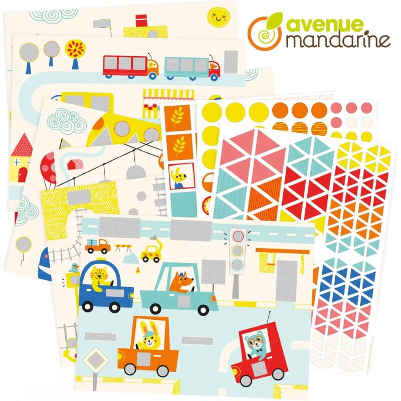 Boîte créative, Tableaux gommettes, Transports - Multicolore