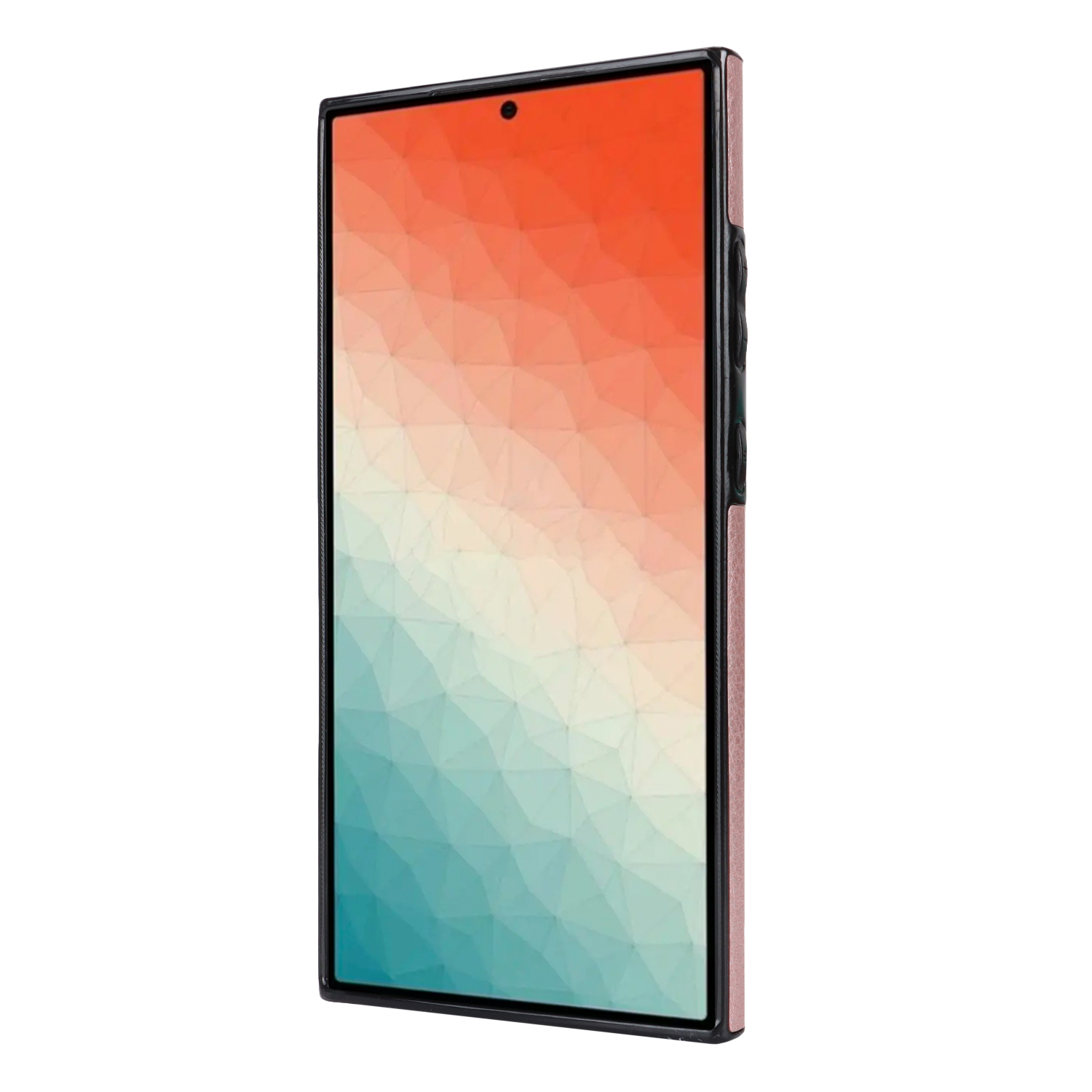 Samsung Galaxy S24 Ultra Necklace Leder Schutz Hülle mit Kartenfächer   Handykette (140cm) - Roségold