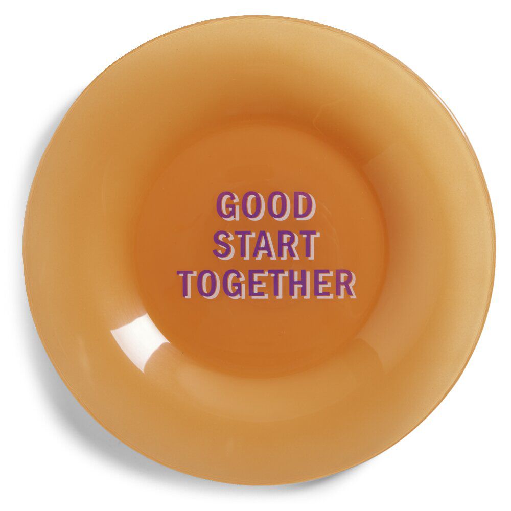 Assiette plate verre coloré avec message Ø20cm - 3 modèles