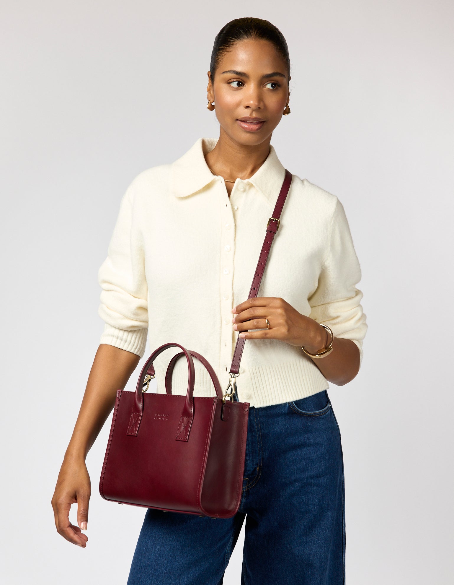 Jackie Midi   Leather Strap - Dark Cherry Classic Leather