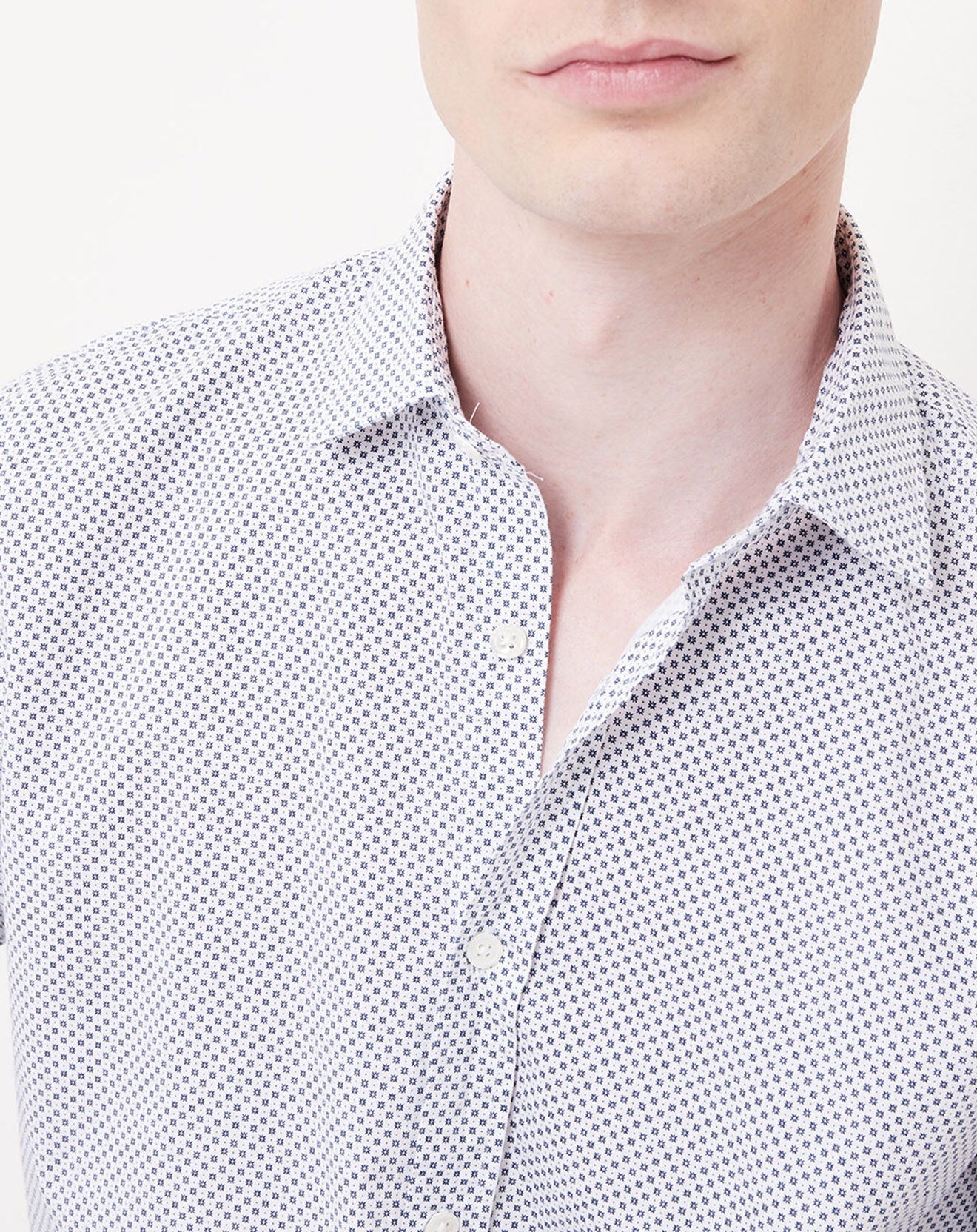 Hartford Chemise slim Sammy imprimée blanc/bleu