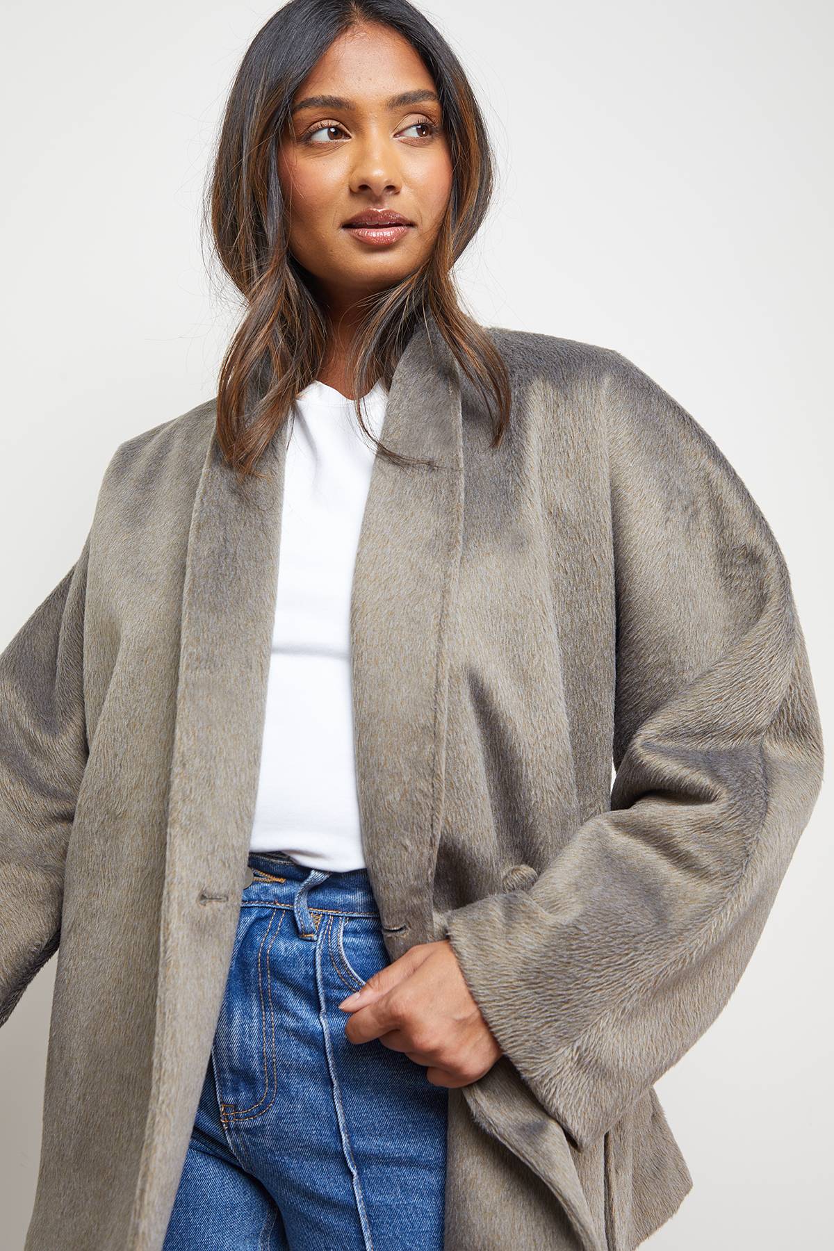 Oasis Manteau Court Ceinturé à Détail Portefeuille
