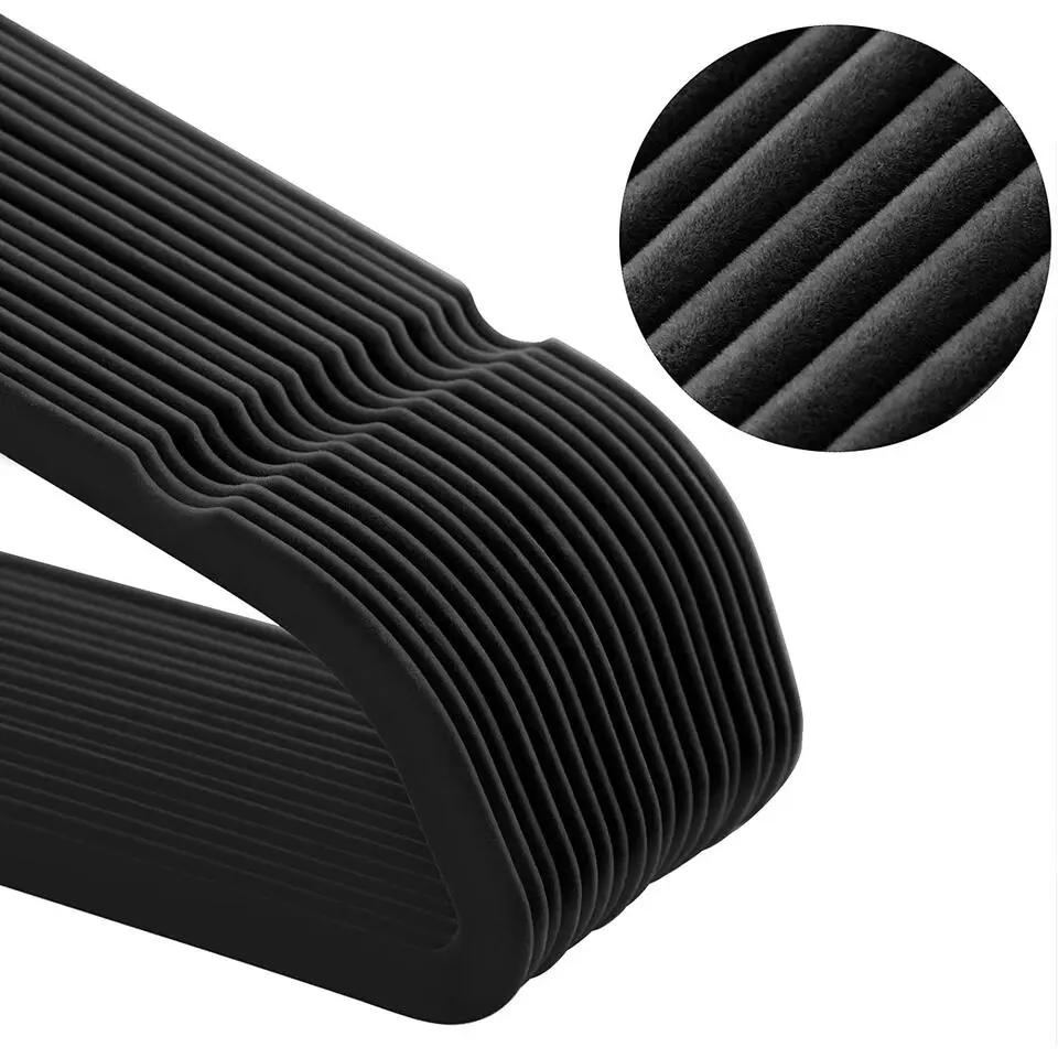 Fluwelen Kleerhanger, 50 stuks, Anti-slip, 45 cm lang, Zwart en Rosé Goud