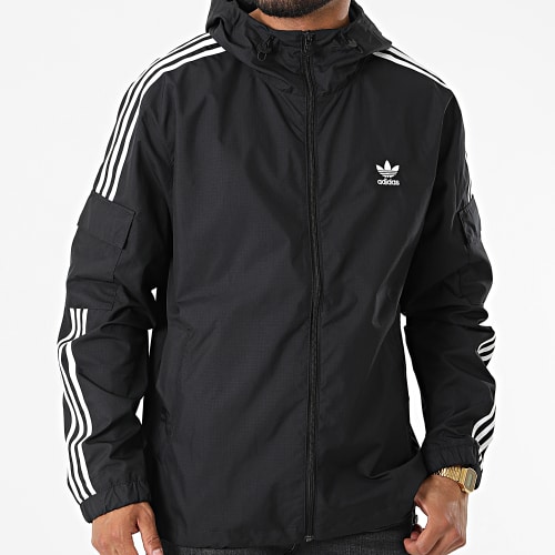 Veste Zippée Capuche A Bandes GN3475 Noir