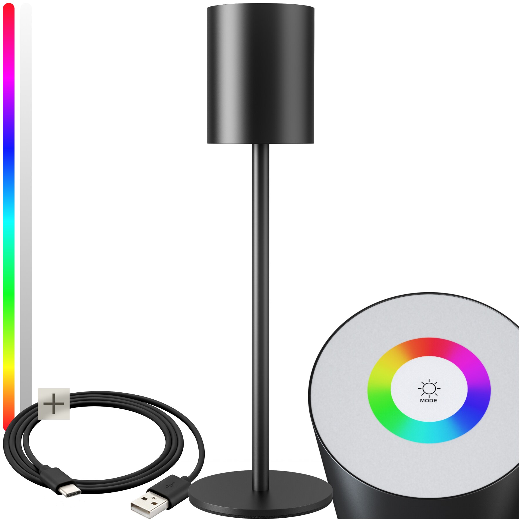 tectake® Akku-Tischlampe, Retro-Design, LED, 5 W, Touchpanel, inkl. Ladekabel, 10 x 37 cm