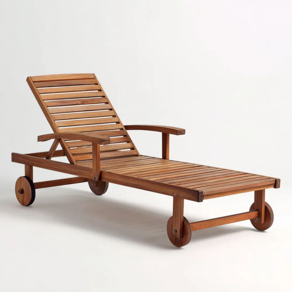 Gartenliege Holz 195x65x35 cm – Verstellbar Braun