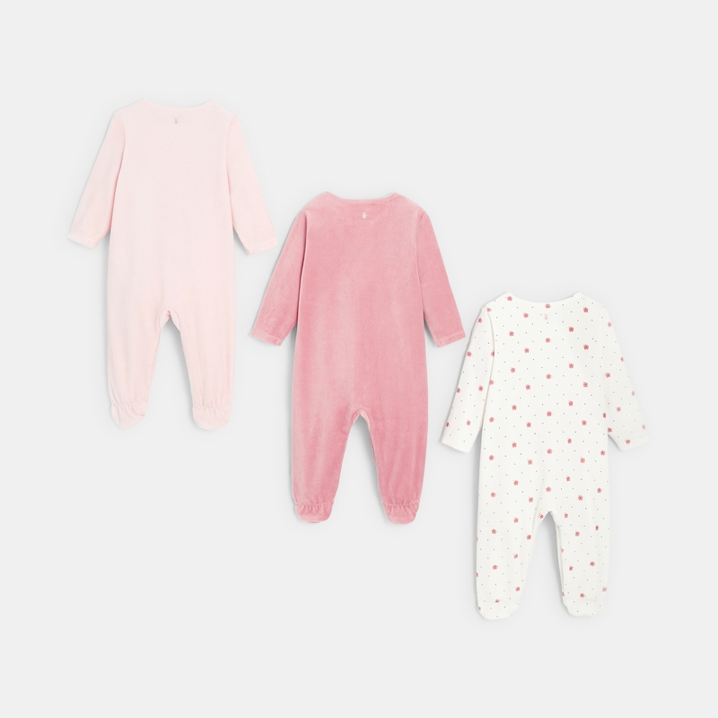 Dors-bien velours (lot de 3) rose naissance