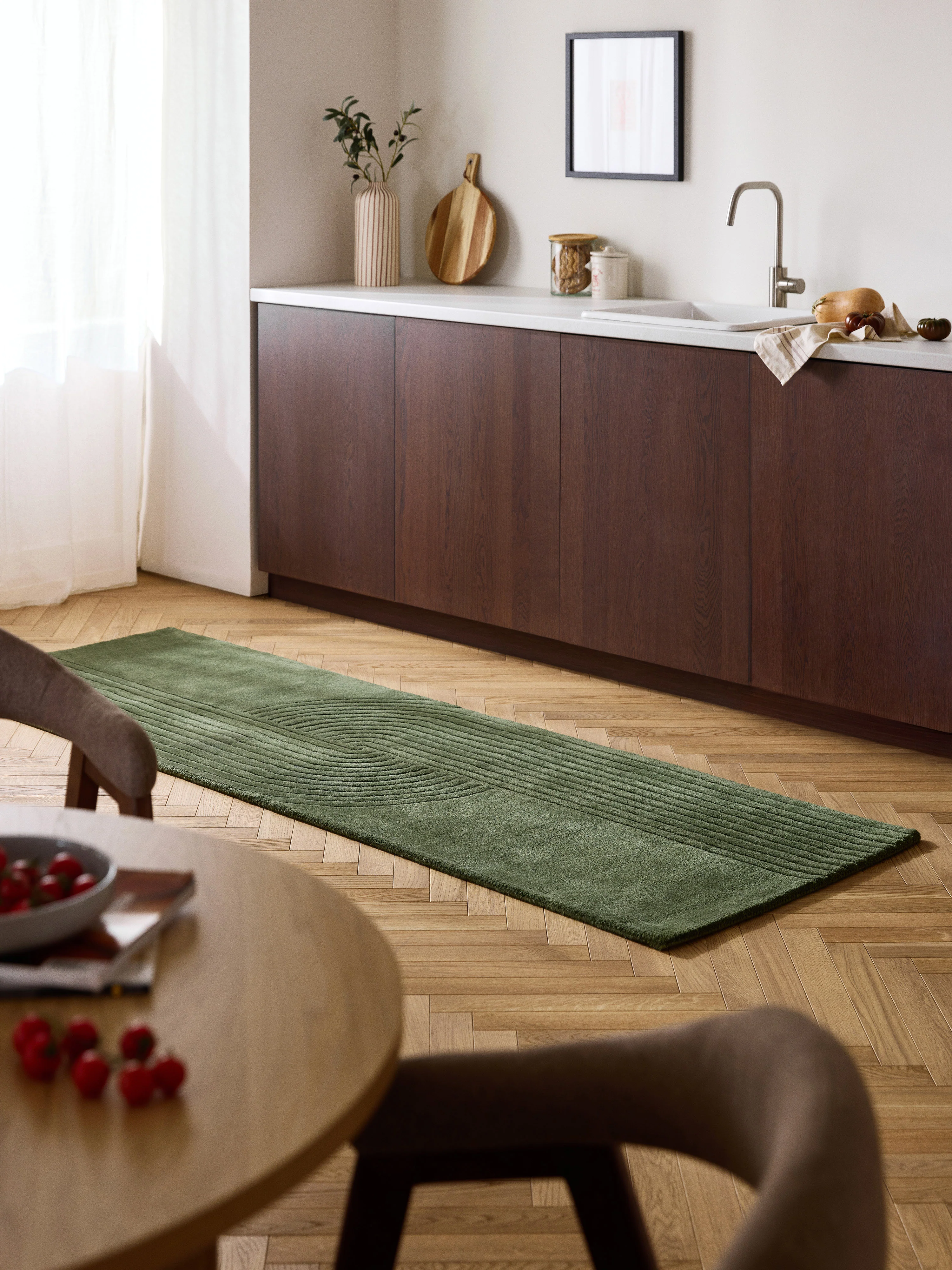 Handgetuft wollen loper Mason