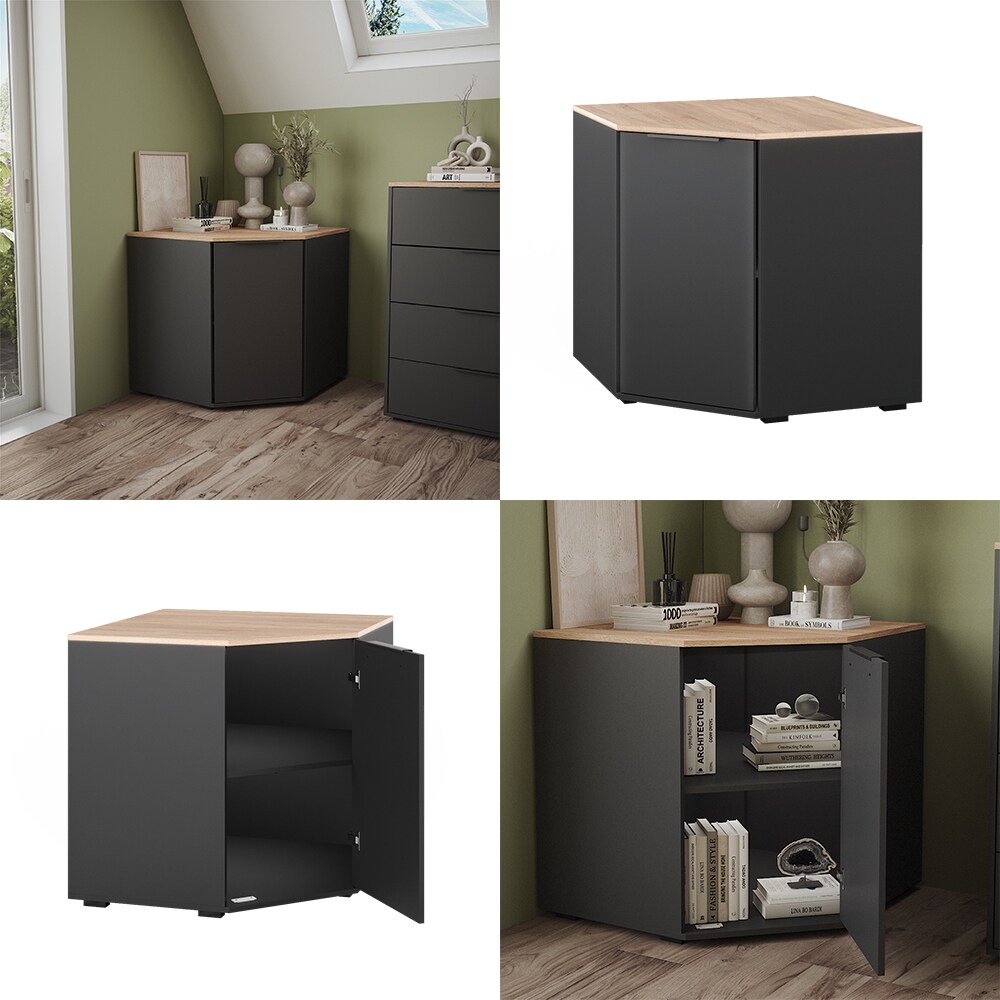 Vicco Eckkommode Betti Anthrazit Sonoma 78 x 78 cm Wohnzimmer 1 Tür