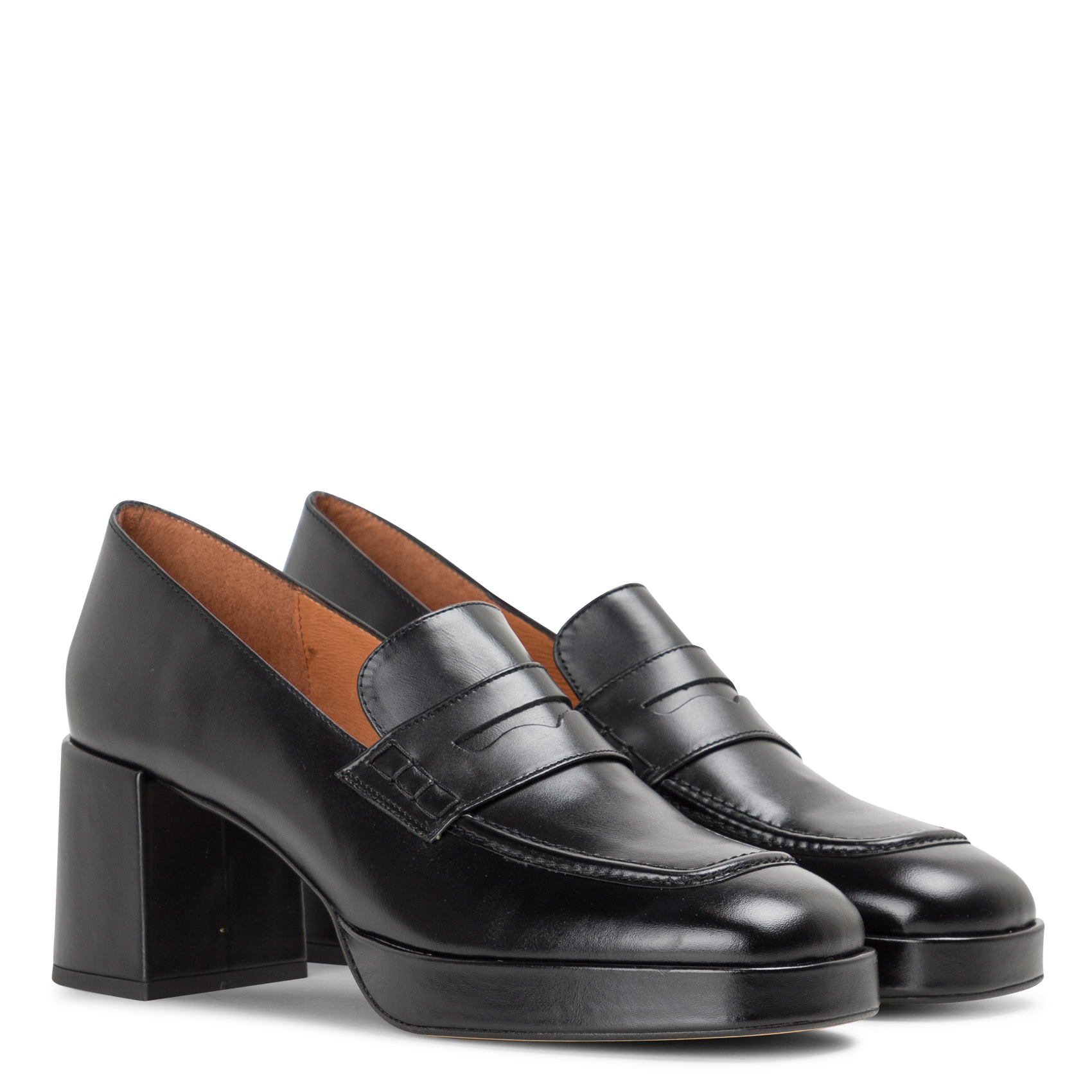 VOLTURA - Mocassins à talon en cuir | Noir