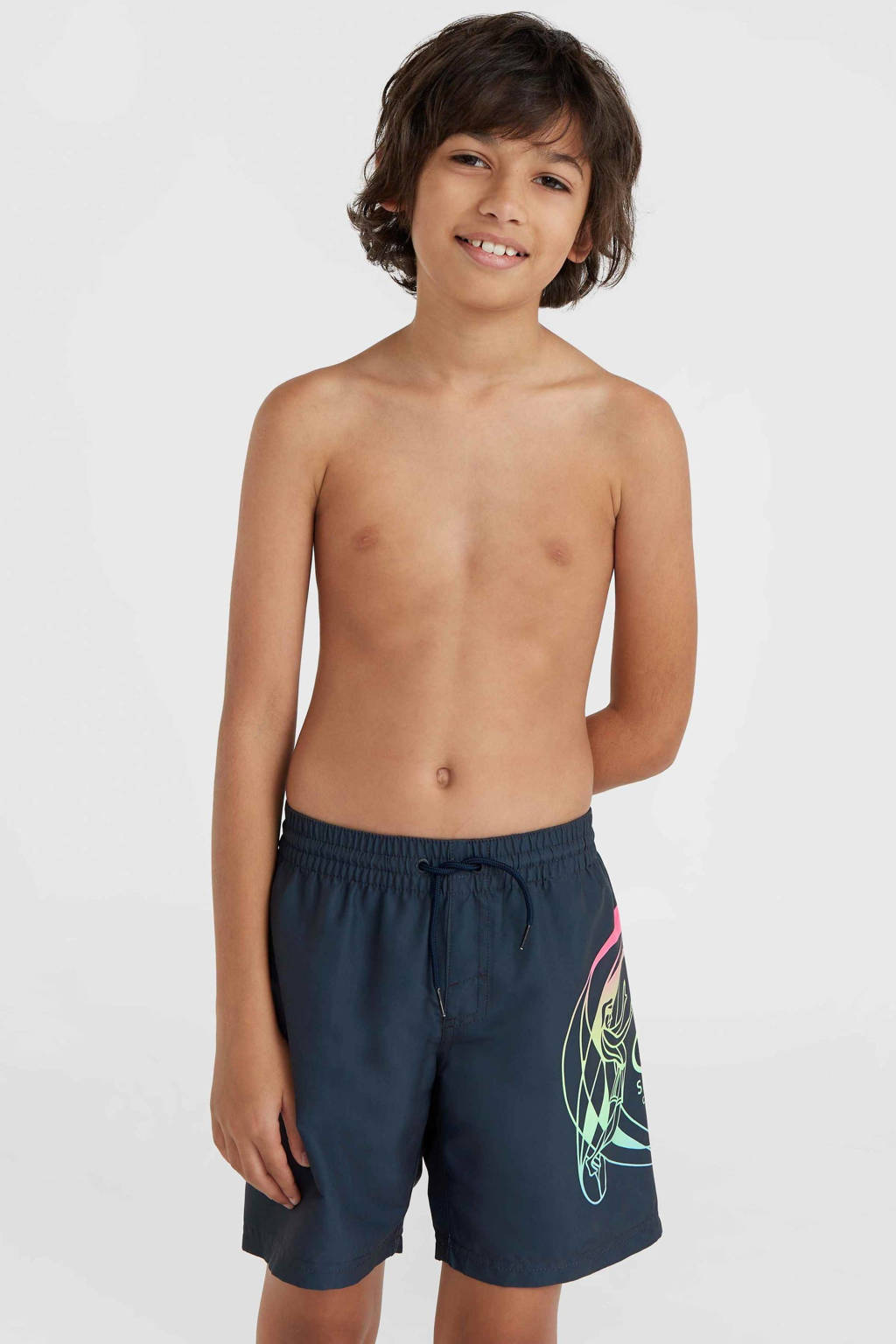 zwemshort met printopdruk donkerblauw