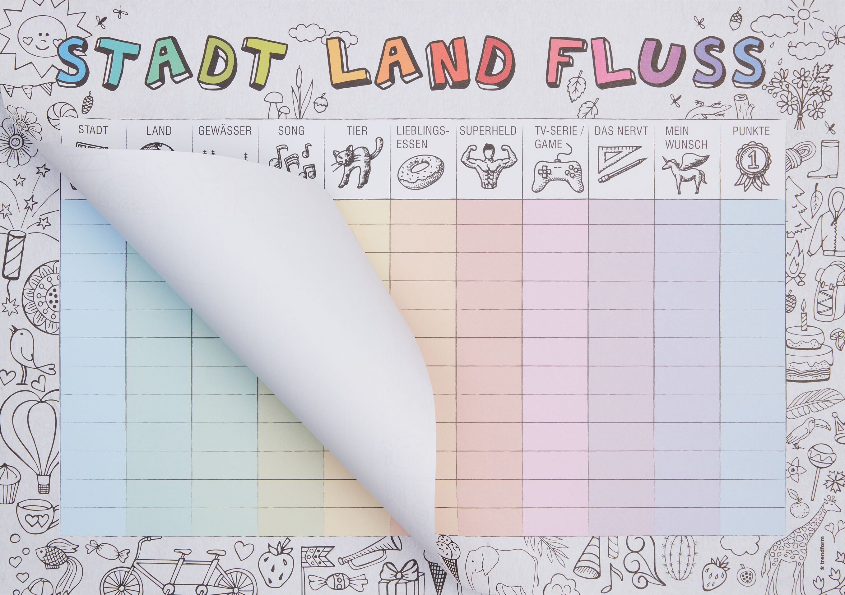 STADT-LAND-FLUSS Papiertischset - Multicolor / B: 42.0 cm x T: 30.0 cm