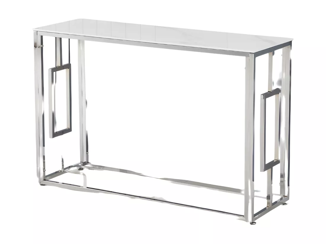 Console SOPHIE chrome marbré blanc 120x40x78 cm
