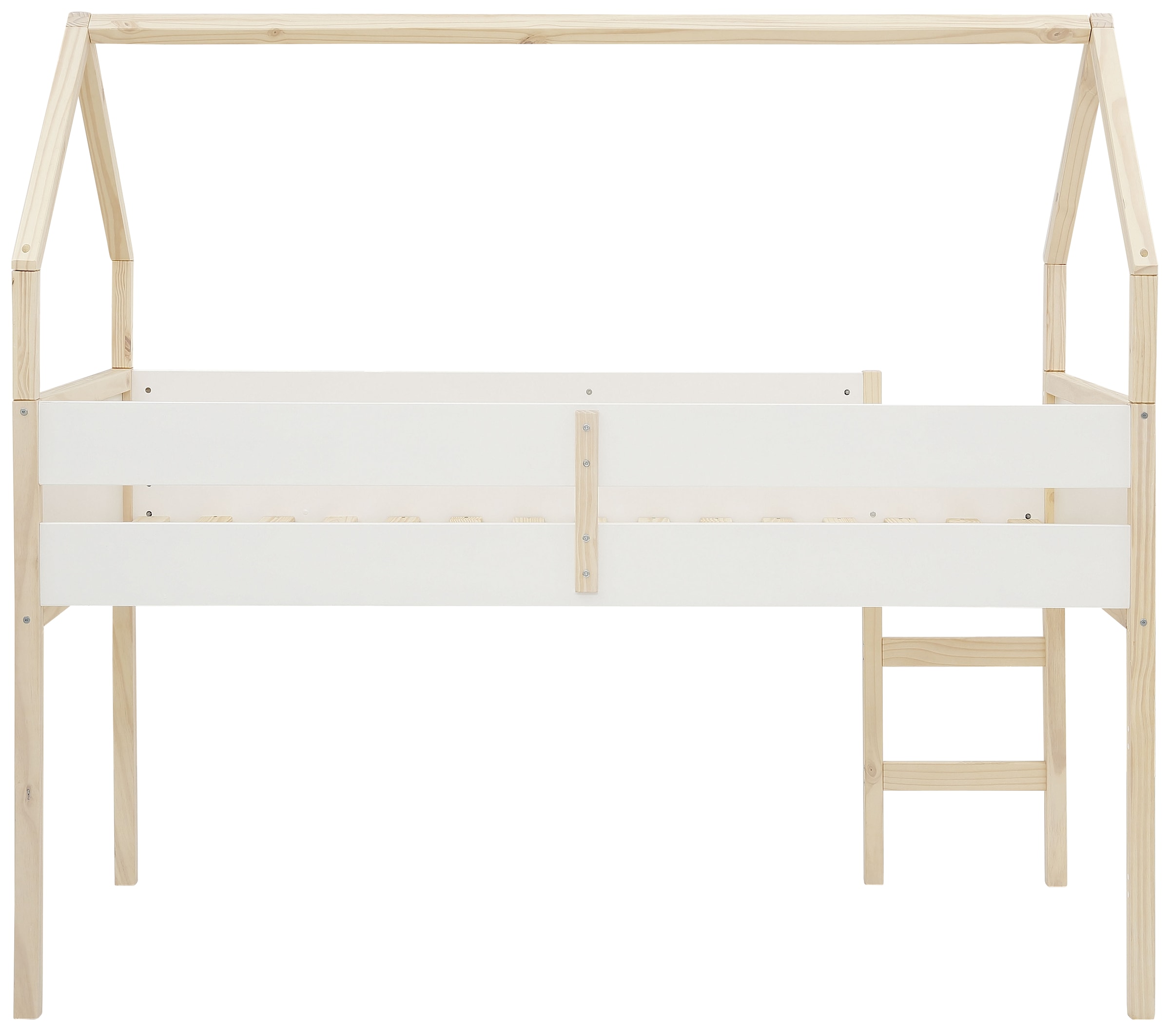 Lüttenhütt Hochbett »Janne« Kiefernholz, Einzelbett, inklusive Holzleiter, Liegefläche 90x200 cm