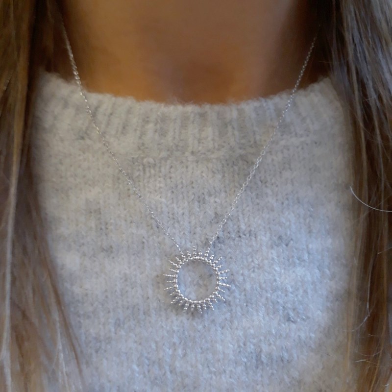 Collier Fin Argent Mode Tendance Pendentif Soleil