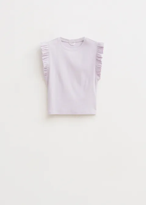 Geribde top met ruffles paars (LAV.L)