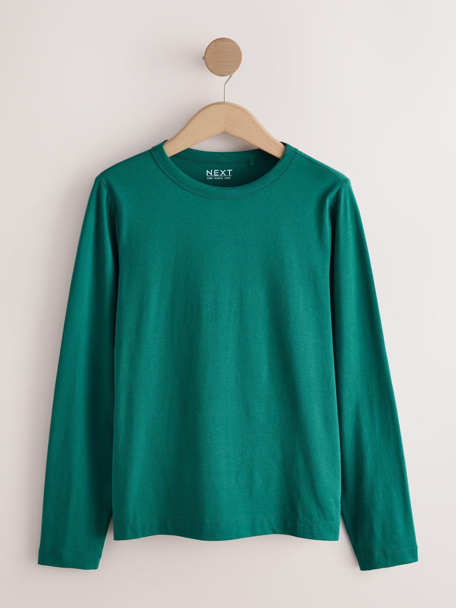 Groen - 100% katoenen T-shirt met lange mouwen