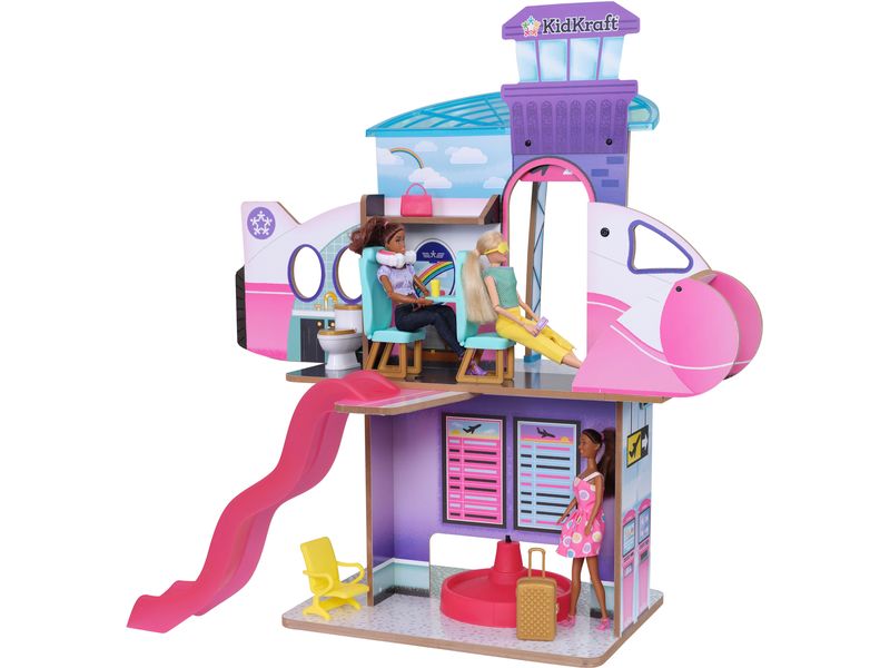 Kid Kraft Puppenhaus 2-in-1 Flughafen und Jet Spiel-Set