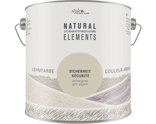 StyleColor NATURAL ELEMENTS Leemverf, conserveermiddelvrij, veilig, agaatgrijs, 2,5 l