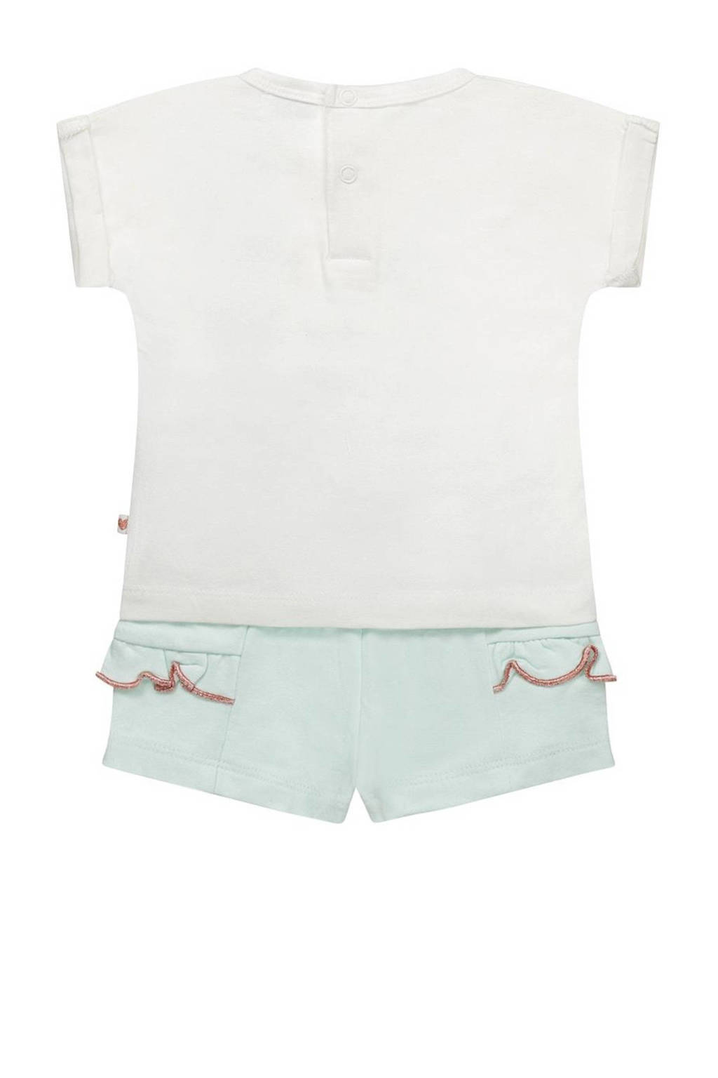 Dirkje T-shirt + korte broek wit/lichtblauw