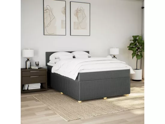 Sommier à lattes de lit avec matelas Gris foncé 140x190cm Tissu