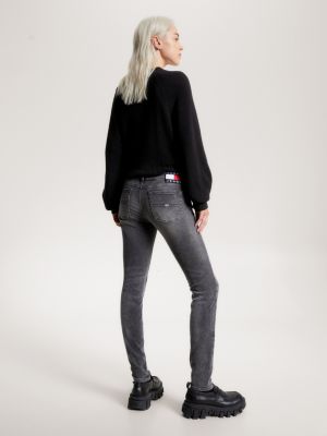 Calça jeans skinny desgastada de cintura baixa Sophie
