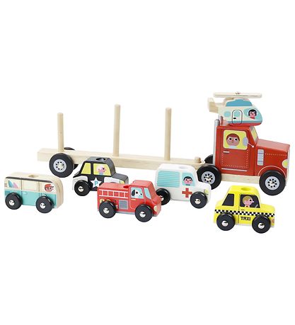 Vilac Lastwagen - Inkl. Anhänger m. Staplern - Holz