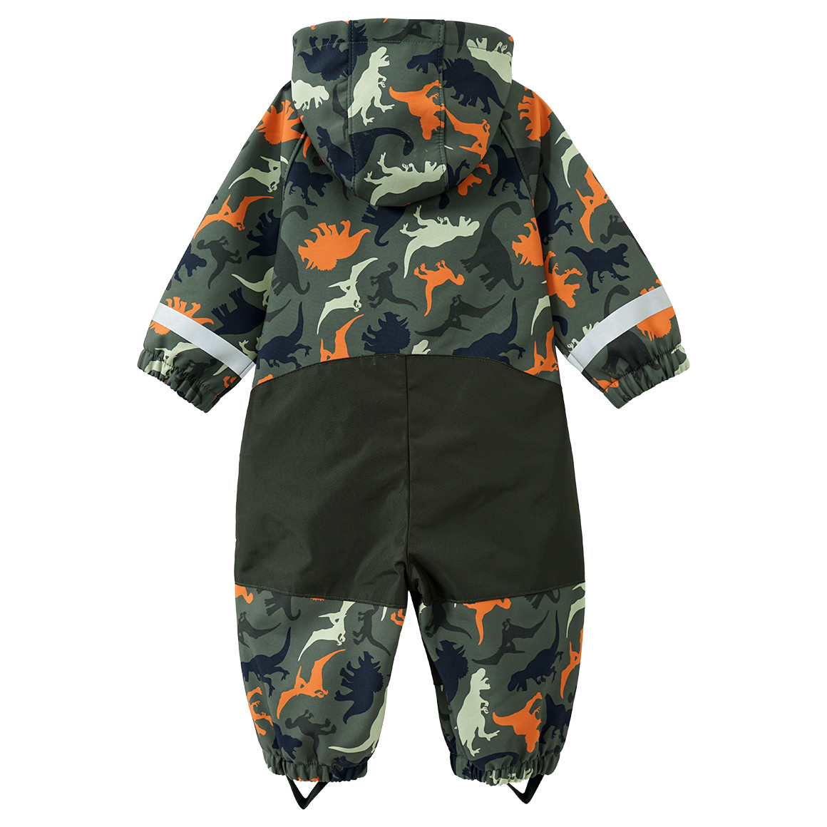 Topomini Baby Softshelloverall mit Dino-Print dunkelgrün / orange