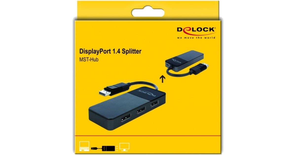 DeLOCKDisplayPort 1.4 in > 3x DisplayPort out displayport splitter  (Zwart, 0,12 meter)