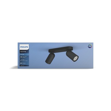 Philips Opbouwspot MyLiving Pongee LED Zwart 2 x 5.5W