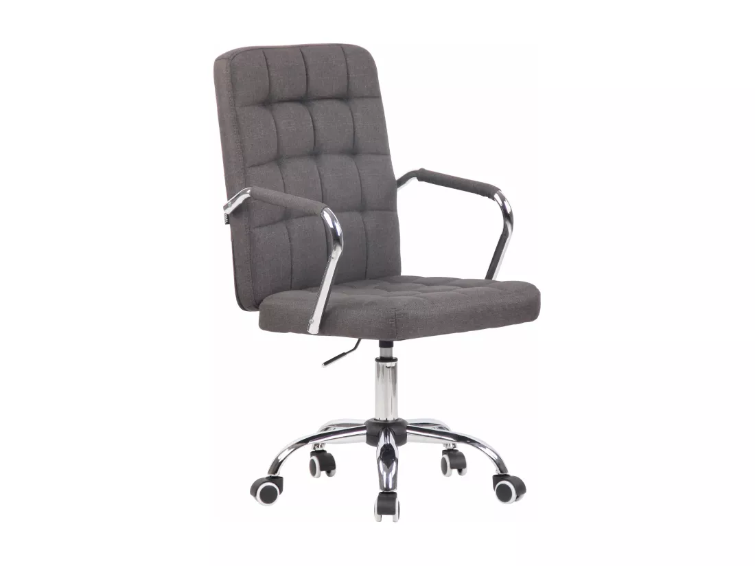 Chaise de bureau - Tissu & Métal chromé - Gris foncé - Terni