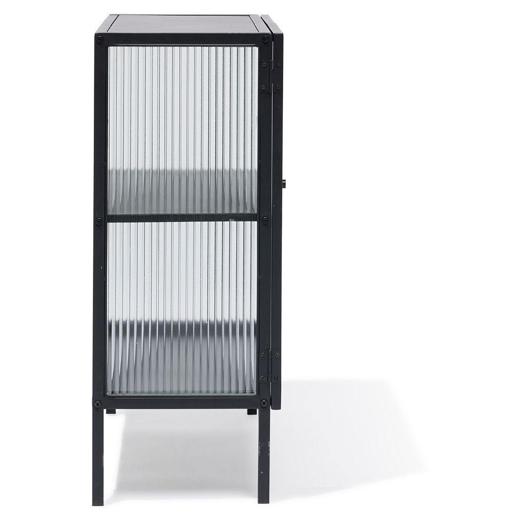 Buffet Arty métal noir et verre trempé - L70xP30xH75 cm
