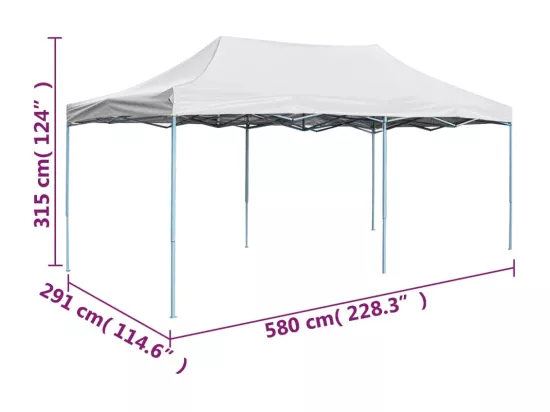 Tente de réception pliable professionnelle 3x6 m Acier Blanc
