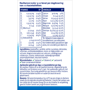 Davitamon Junior 3  Kauw Vitamines Framboos 120KTB