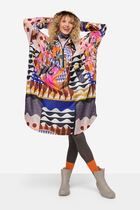 Funktions-Regencape, Unisex, Print, Kapuze