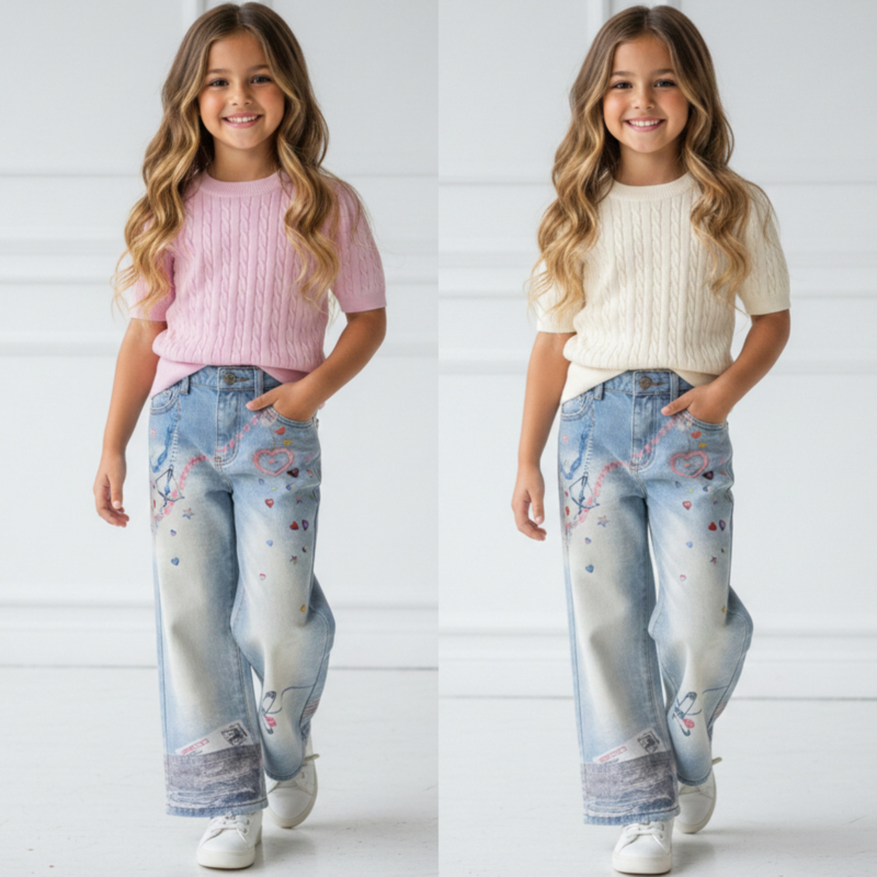 Dreamy Art Wide Leg Jeans – Blauw