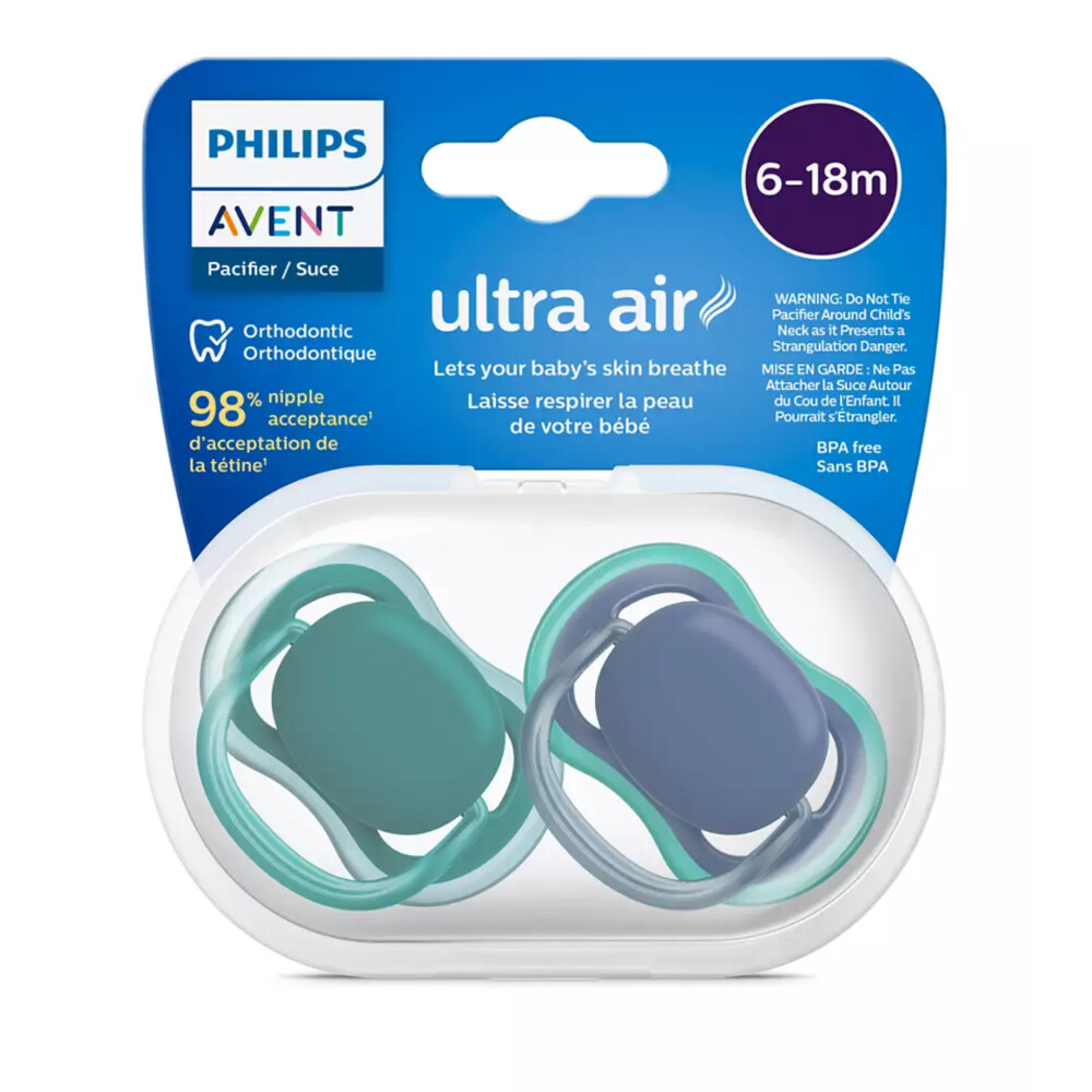 Philips Avent Ultra Air Fopspeen 6-18 mnd Groen Blauw2 stuks