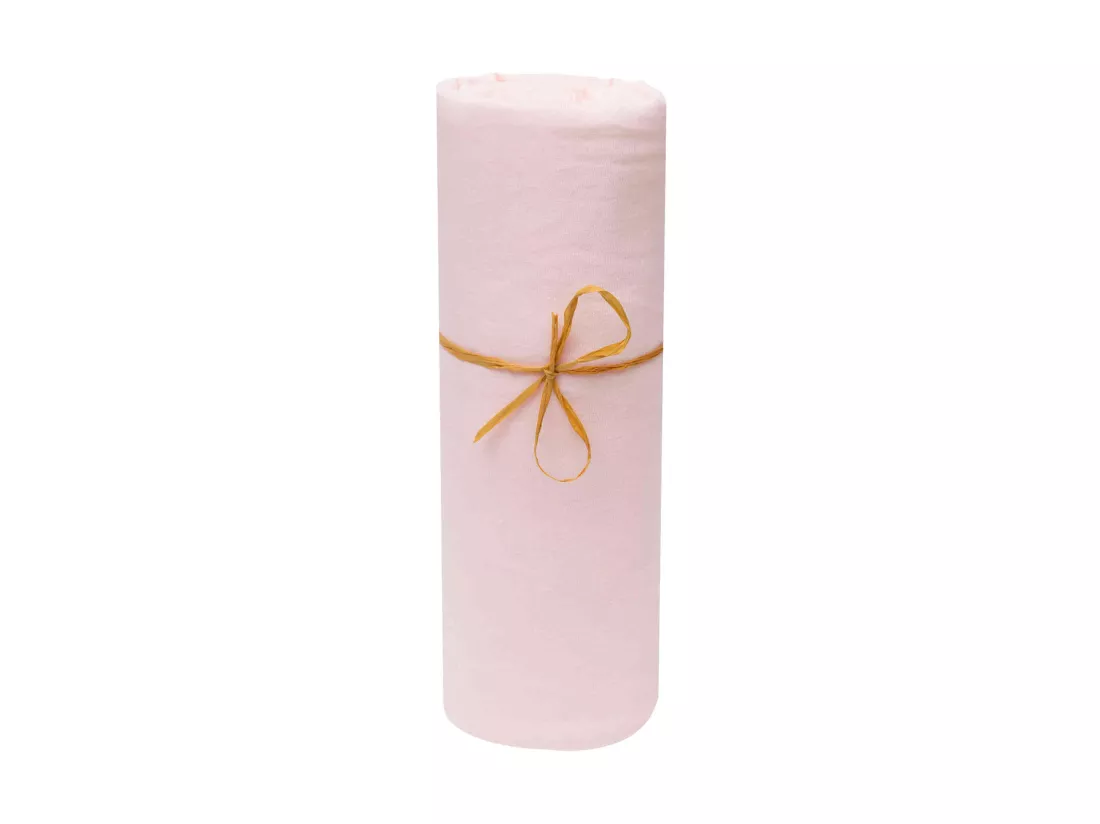 Drap housse bébé jersey bio rose poudré 60x120