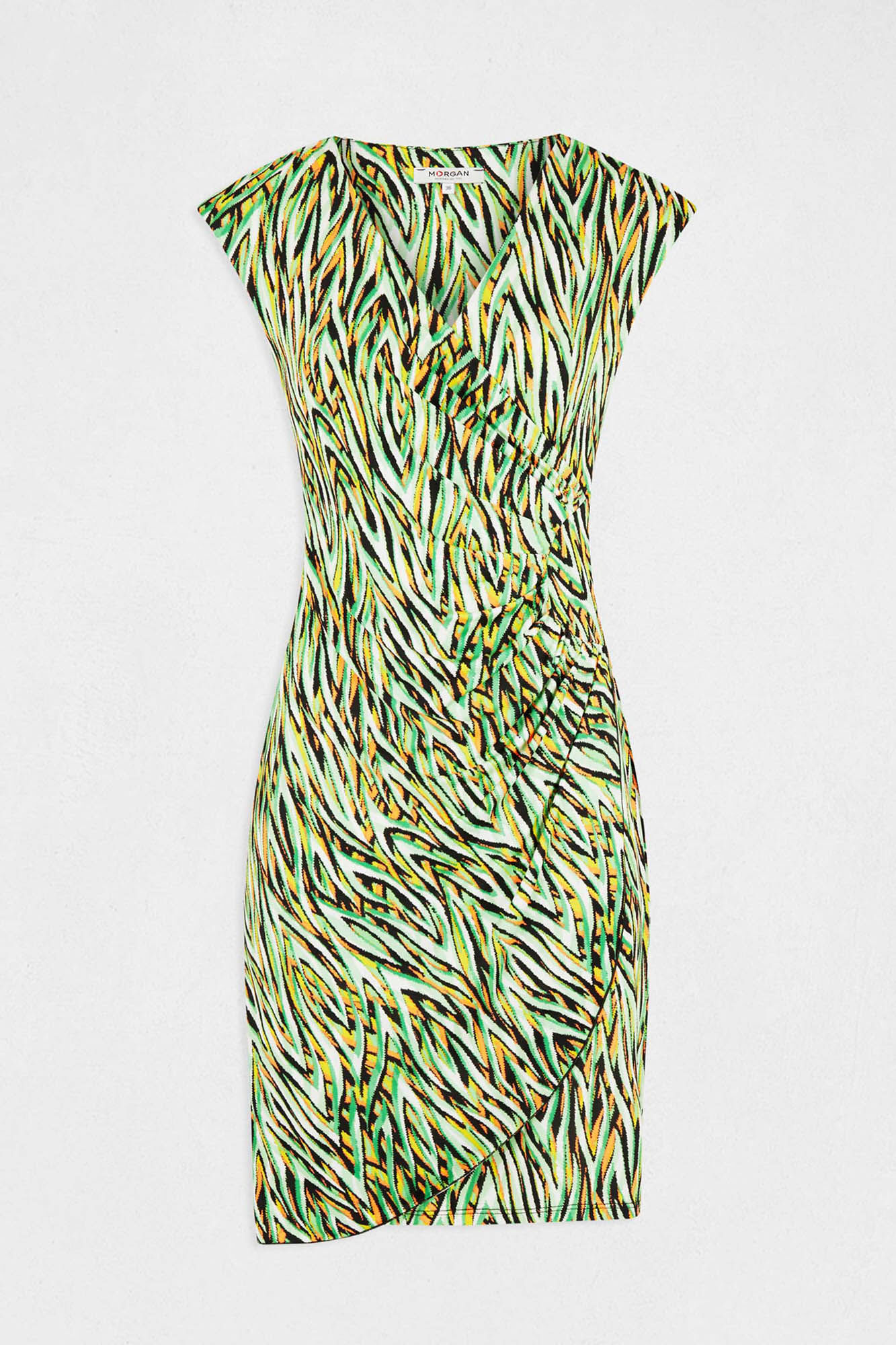 Vestido ajustado drapeado estampado - Estampado verde