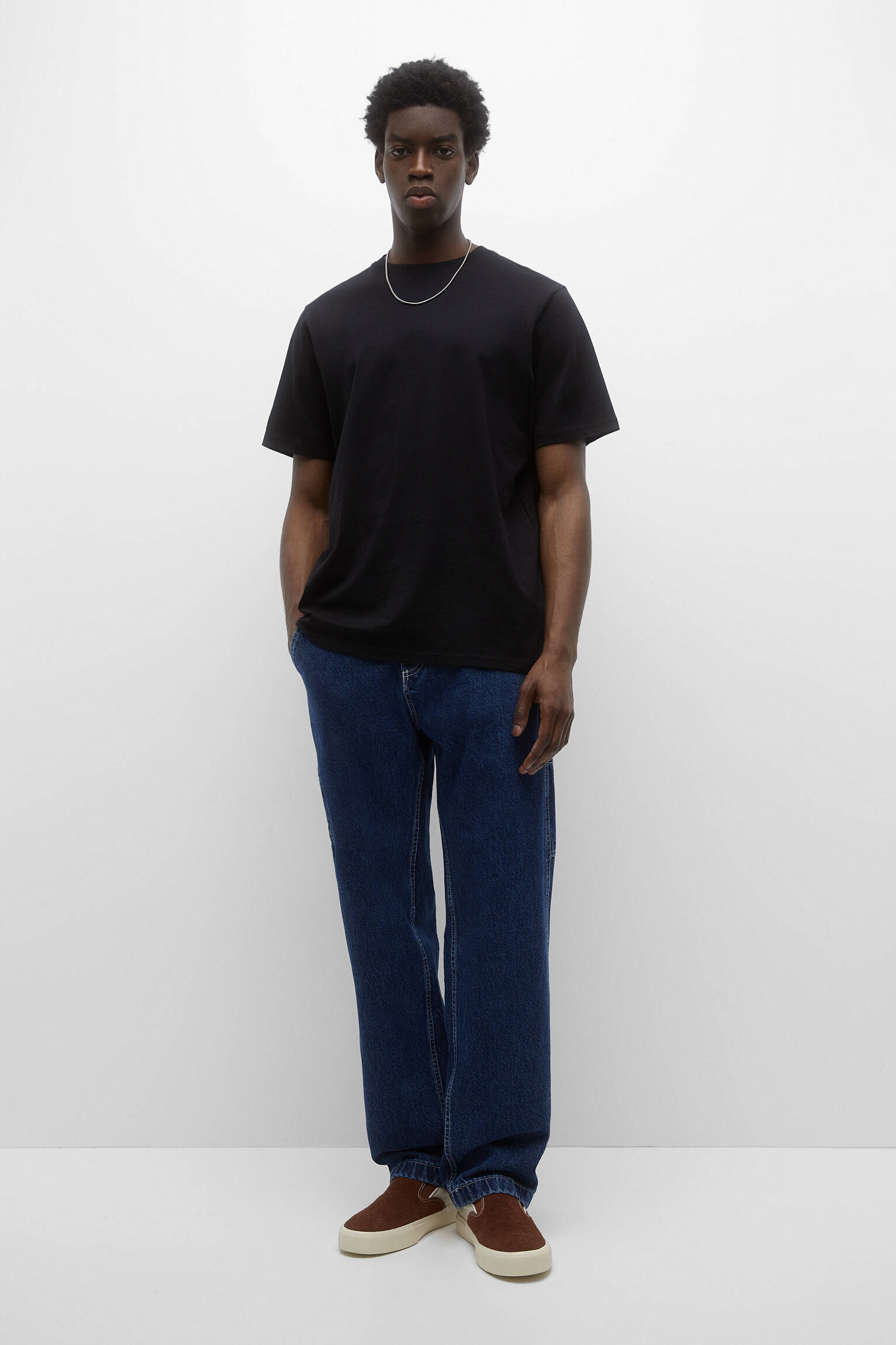 CALÇA JEANS BÁSICA DE CARPINTEIRO - AZUL MÉDIO