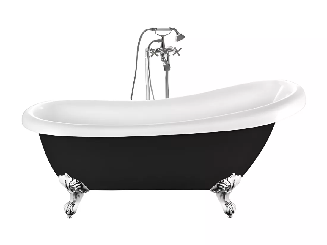 Baignoire ancienne rétro sur pieds RICHMOND Noire 171 cm Pieds d'Aigle Chromés