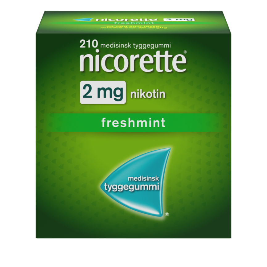 Nicorette Freshmint tyggegummi 2 mg nikotin, slutte å røyke