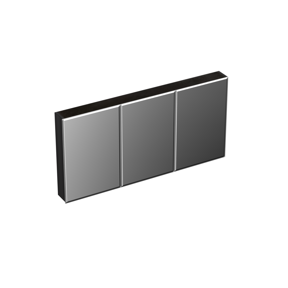 Forzalaqua Uni spiegelkast 140x70cm met 3 deuren black oiled