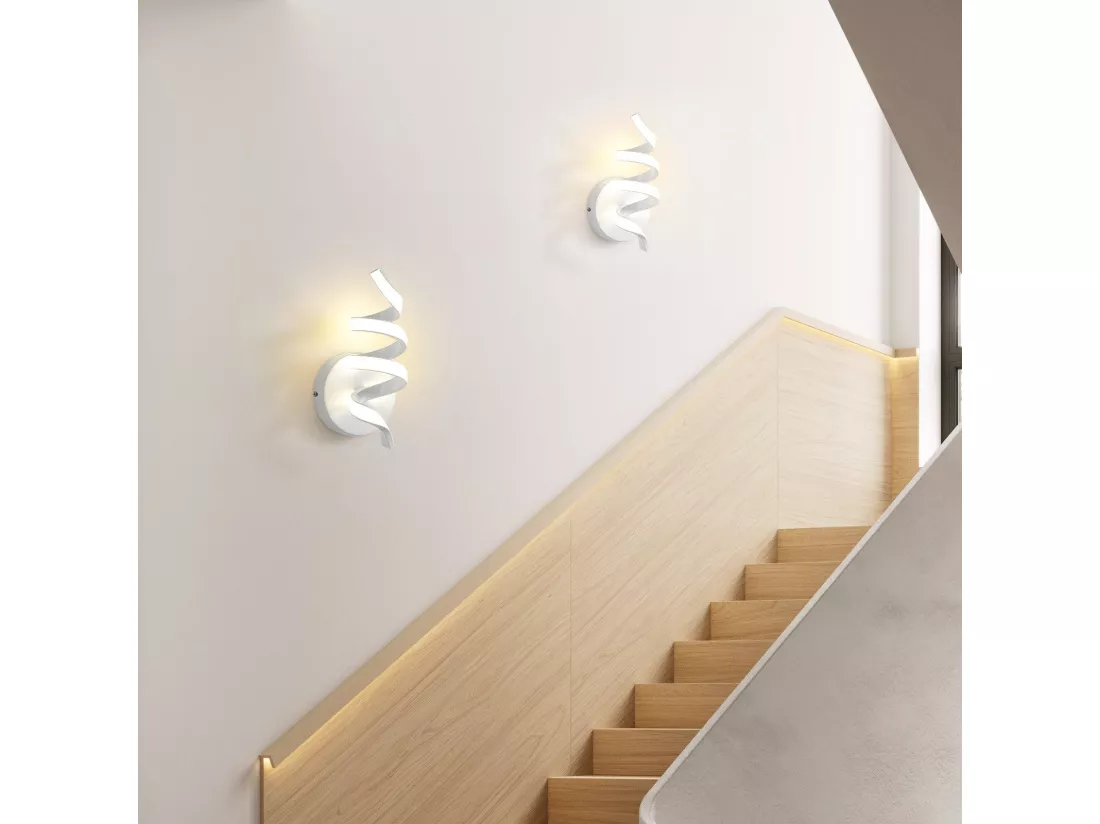 NETTLIFE Applique murale LED d'intérieur noire moderne 7 W pour escalier Blanc chaud 3000 K