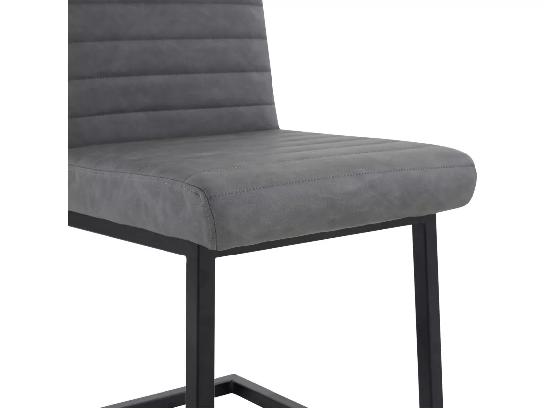 Lot de 6 chaises cantilever en velours et pieds en métal, chaise de salon moderne, ergonomie, 55x43x83cm, Gris